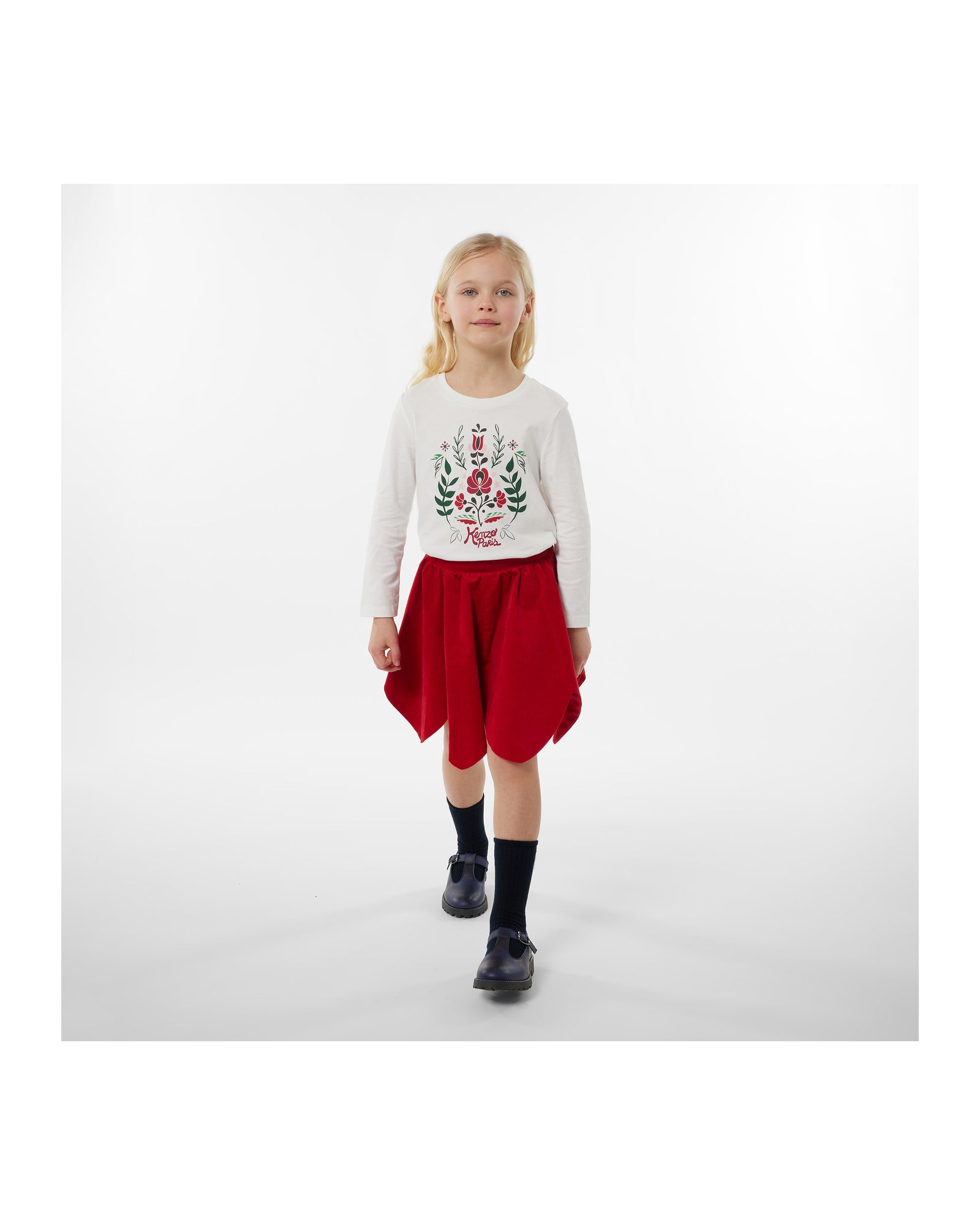 Jupe Marguerite en coton - Rouge Foncé