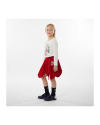 Jupe taille haute en velours - Rouge Fonce