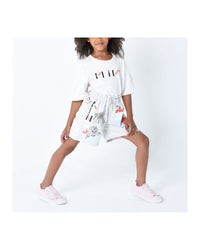Short à taille élastiquée - Gris Clair