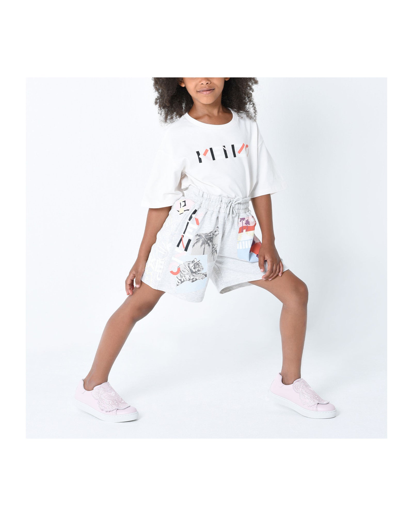 Short à taille élastiquée - Gris Clair