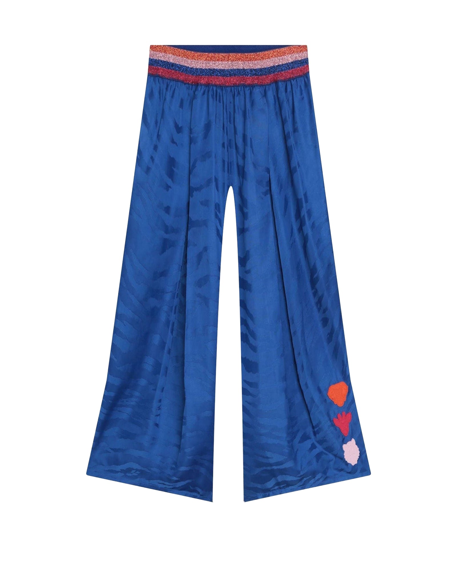 Tiger stripes taffeta trousers - Wave Blue