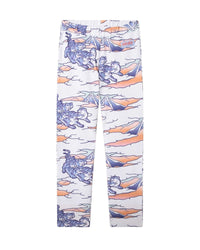 Full print cotton jegging trousers - White