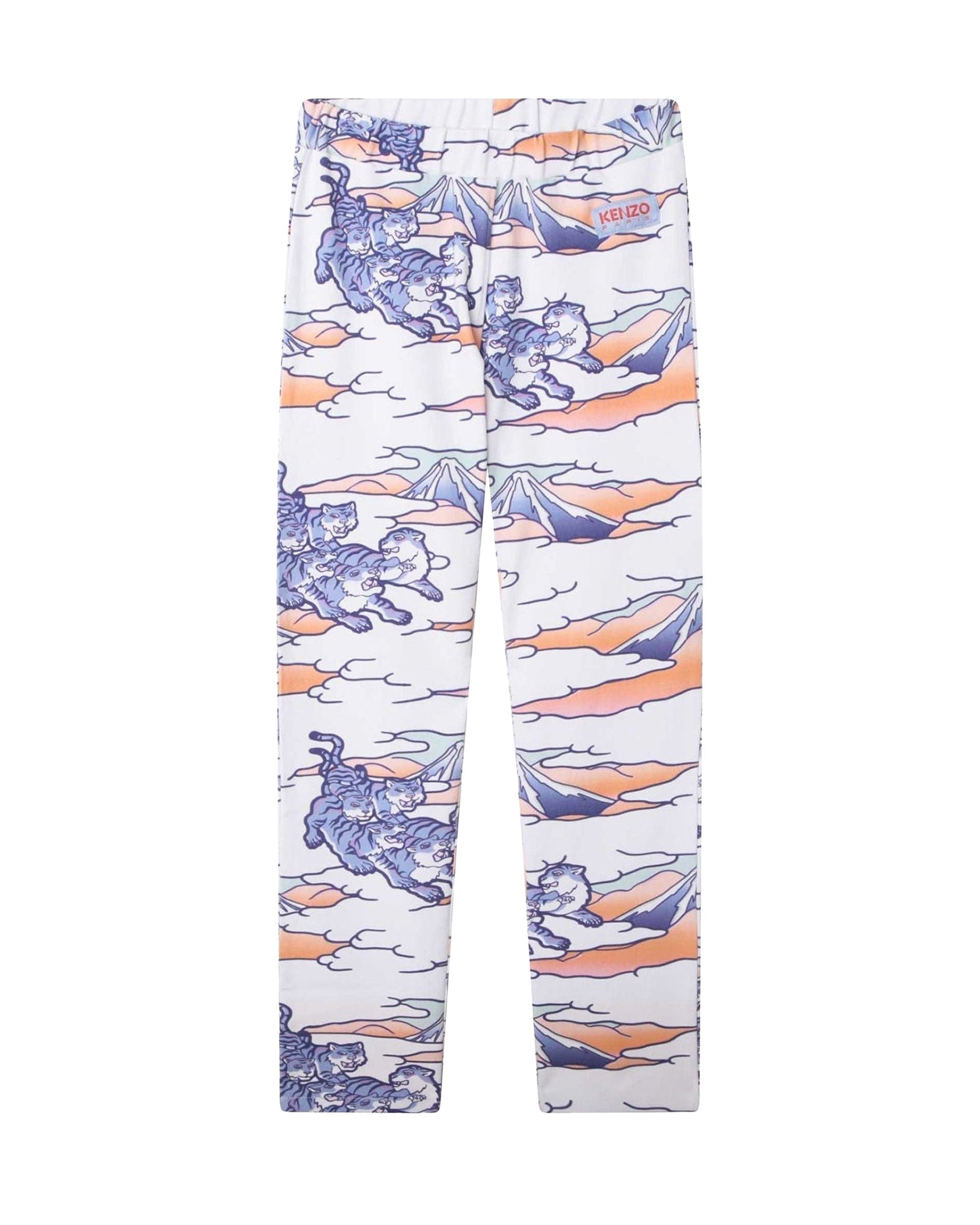 Full print cotton jegging trousers - White