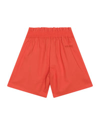Short taille élastiqué en coton - Cadmium Red
