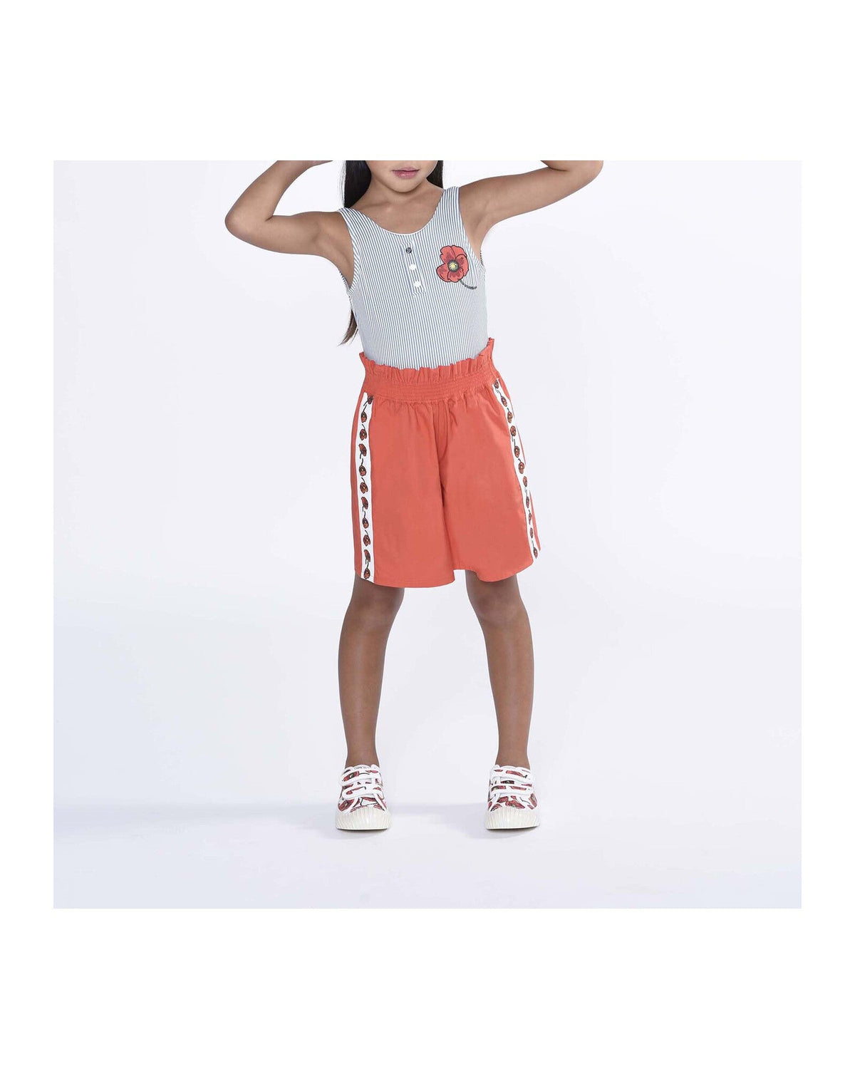 Short taille élastiqué en coton - Cadmium Red