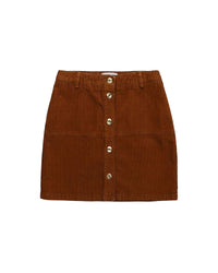 Jupe courte boutonnée en velours - Caramel