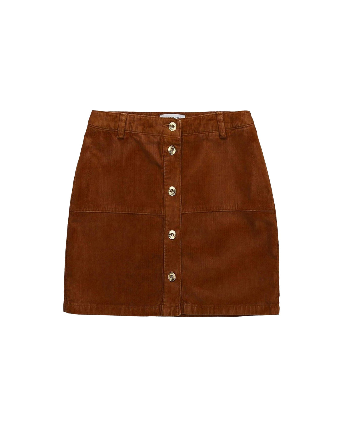 Jupe courte boutonnée en velours - Caramel