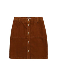 Jupe courte boutonnée en velours - Caramel