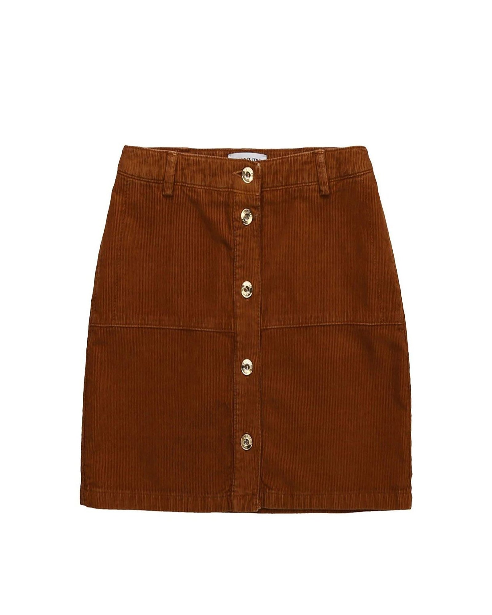 Jupe courte boutonnée en velours - Caramel