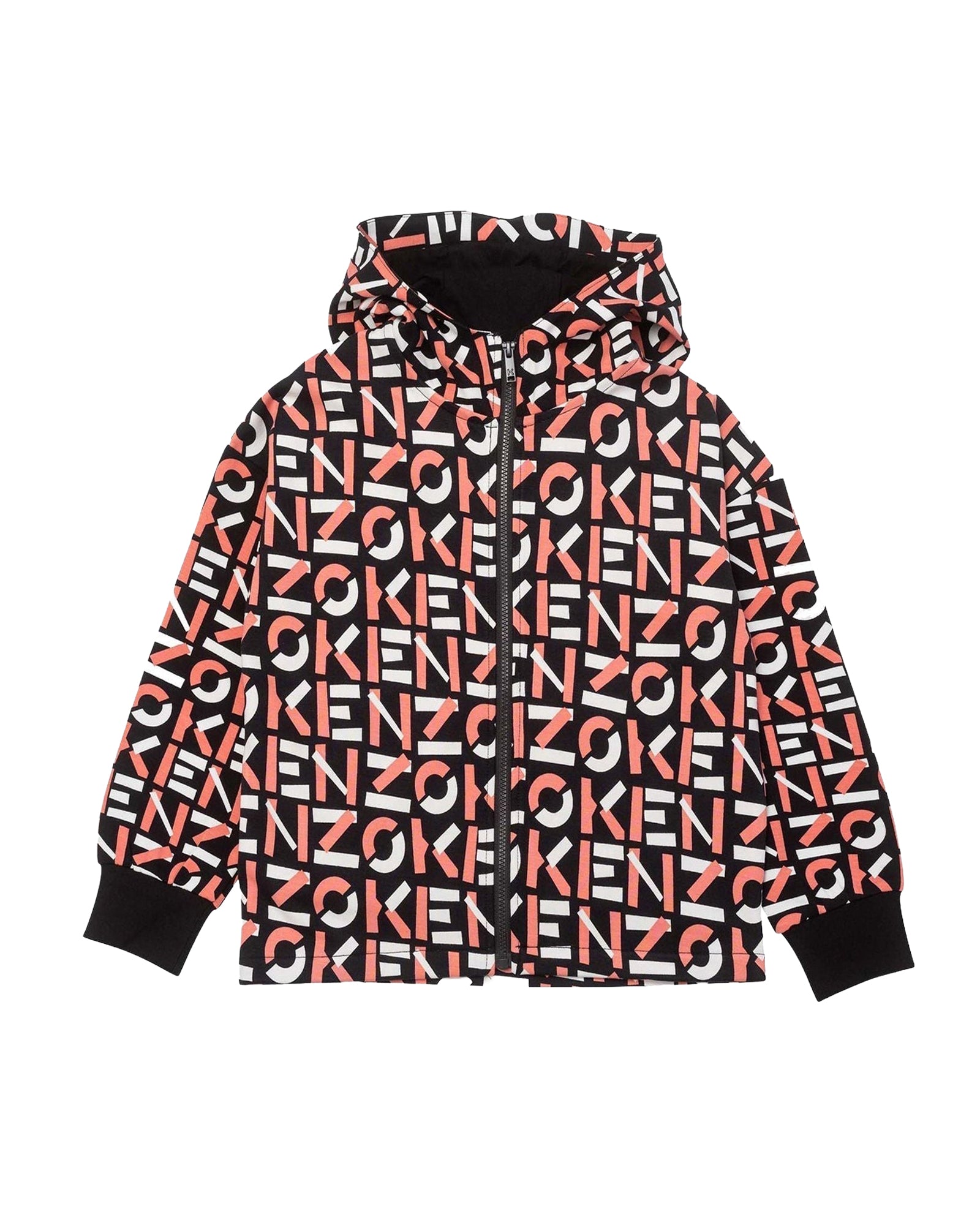 Sweat à capuche en maille milano zippé à l'avant - Noir