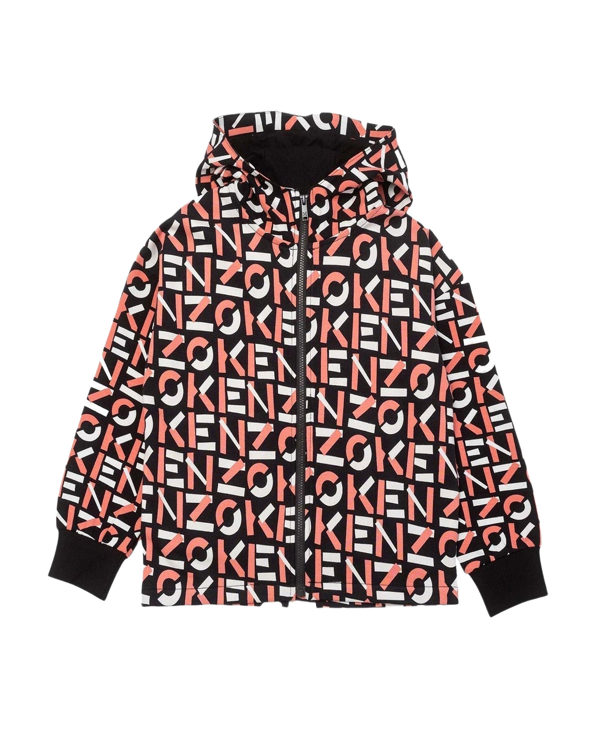 Sweat à capuche en maille zippé à l'avant - Noir