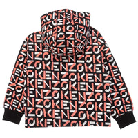 Sweat à capuche en maille zippé à l'avant - Noir