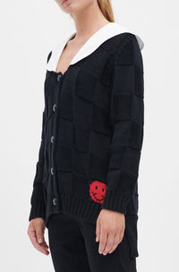 Cardigan à col et smiley - Black