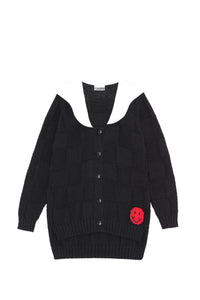 Cardigan à col et smiley - Black