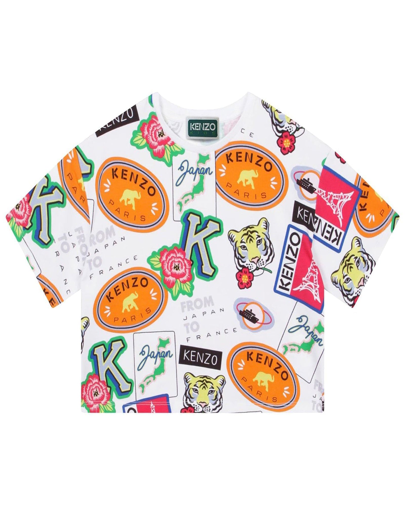 T-shirt manches courtes technique à imprimé intégral - Blanc