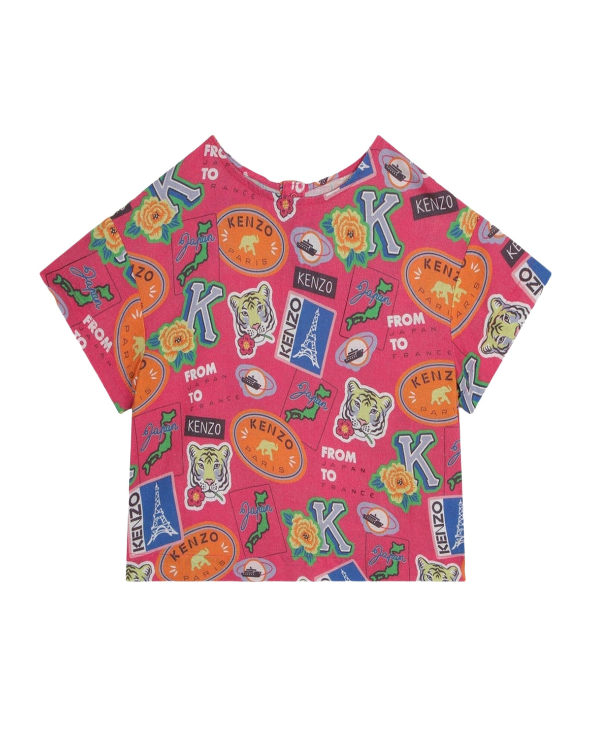Blouse à imprimé en coton - Fuchsia