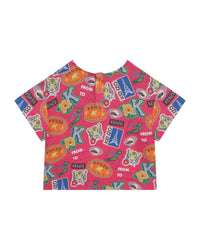 Blouse à imprimé en coton - Fuchsia