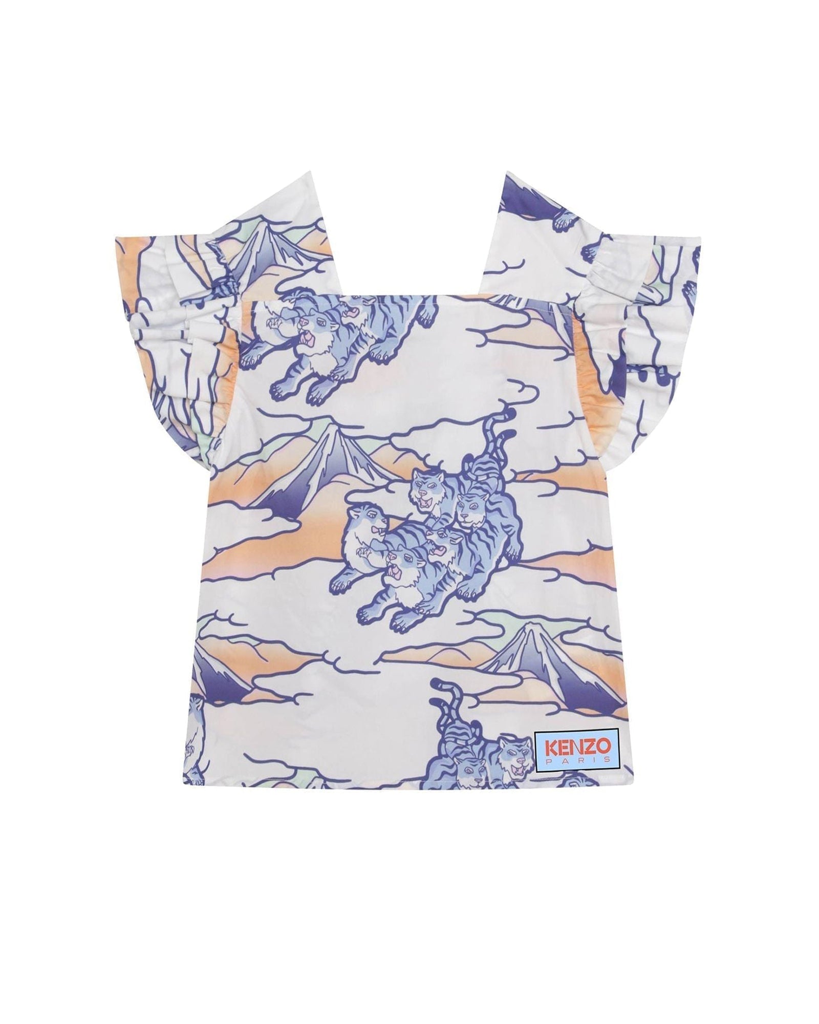 Blouse en popeline de imprimé intégral - Blanc