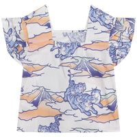 Blouse en popeline de imprimé intégral - Blanc