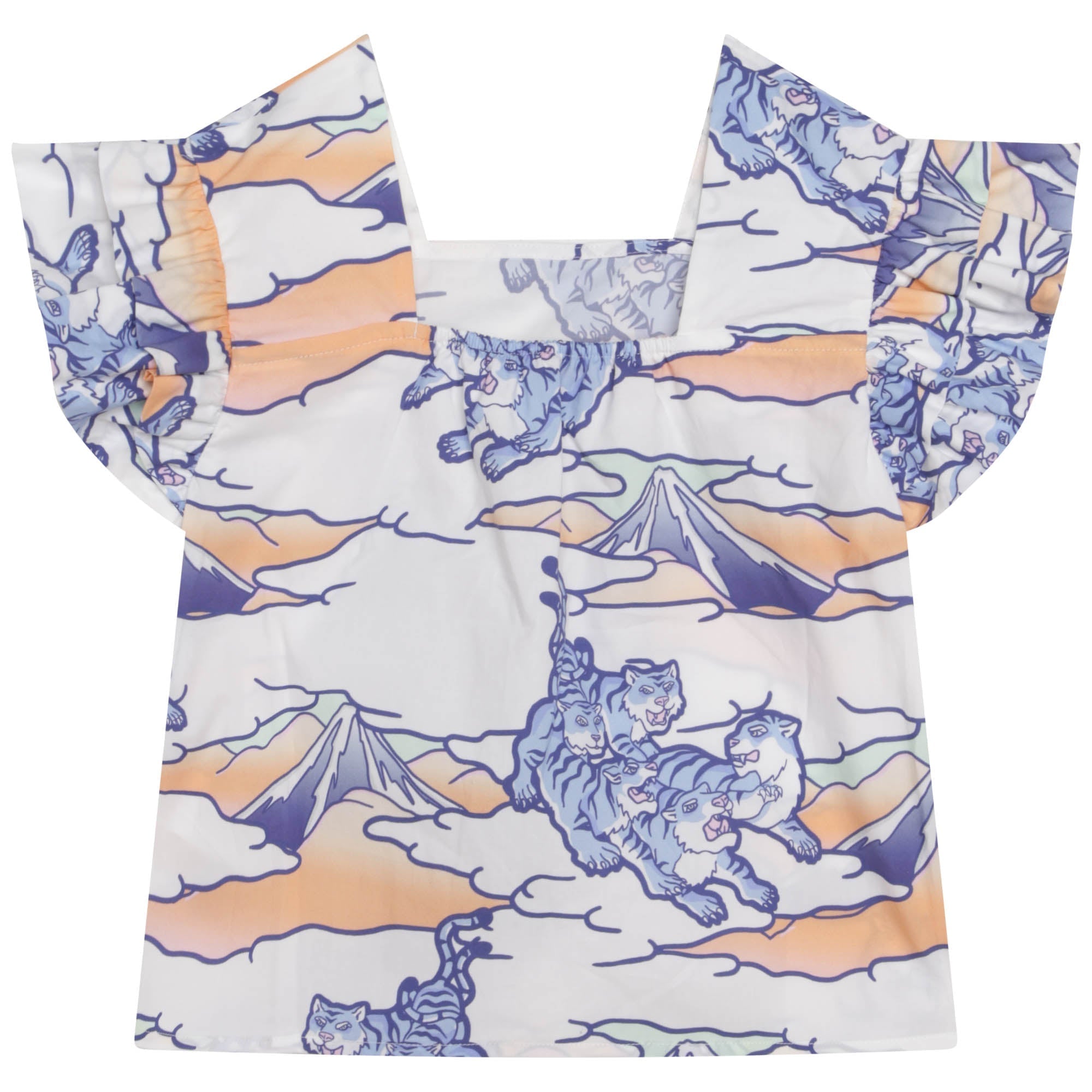 Blouse en popeline de imprimé intégral - Blanc