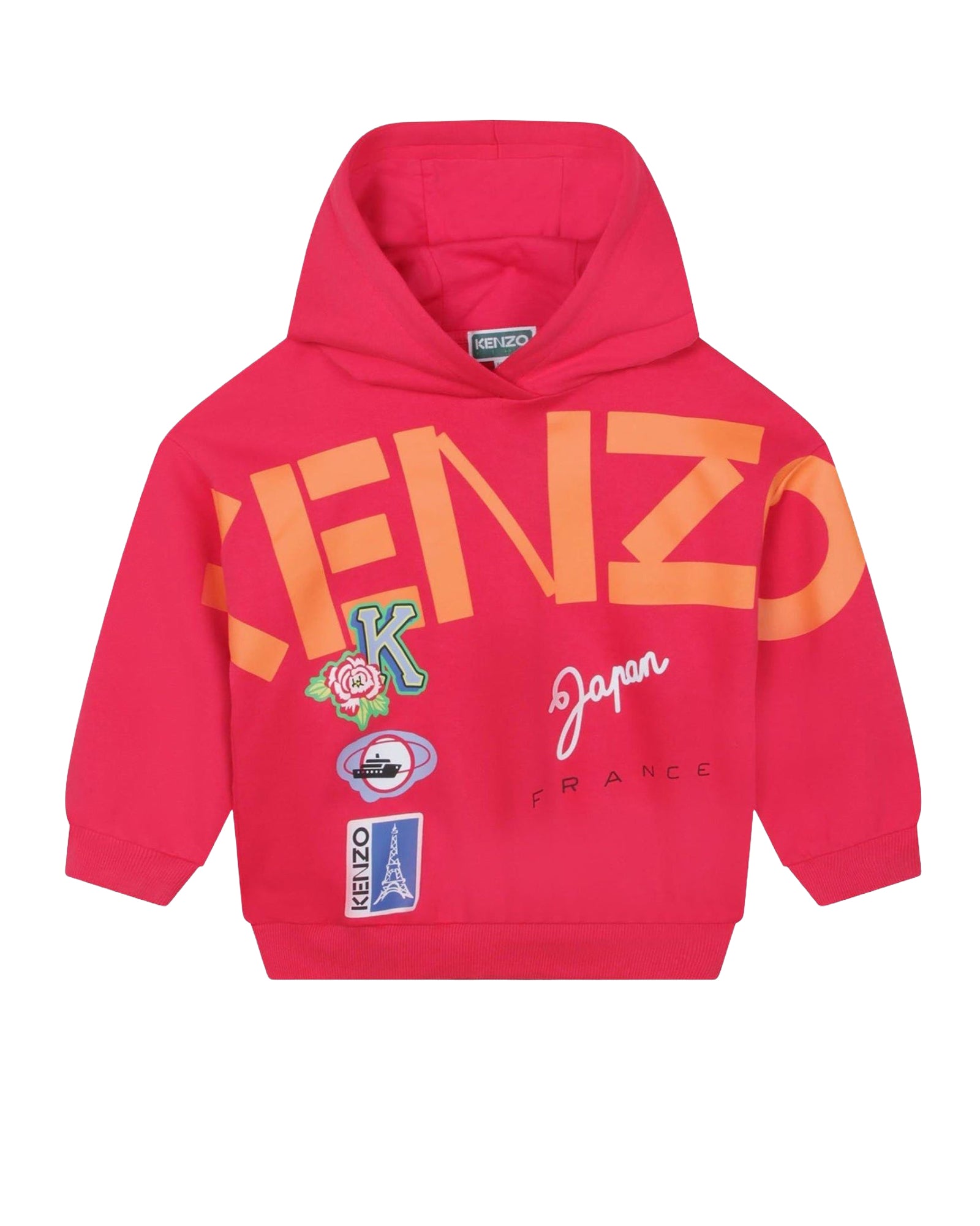 Long-sleeved fleece hoody - Fuchsia