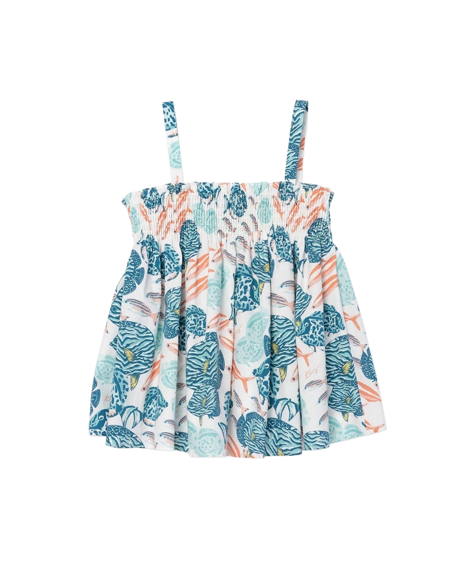 Blouse à bretelles Sous l'océan en coton - Blanc Casse