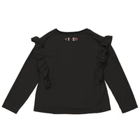 Long-sleeved ruffled T-shirt - Taupe grey