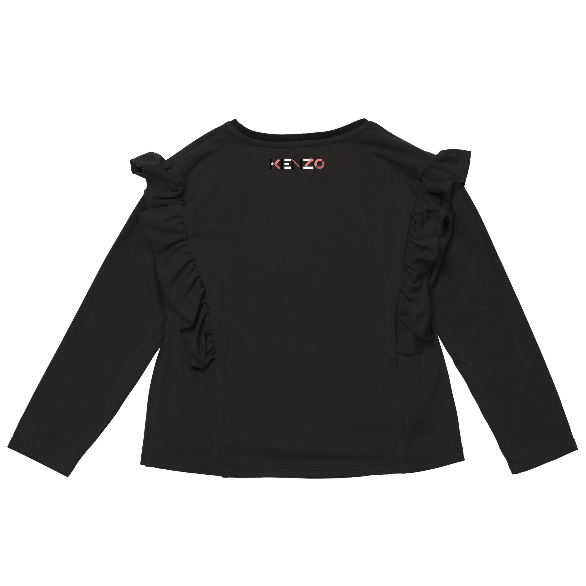 Long-sleeved ruffled T-shirt - Taupe grey