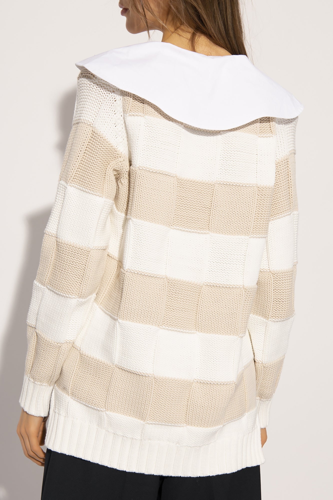 Cardigan damier en maille - Egret