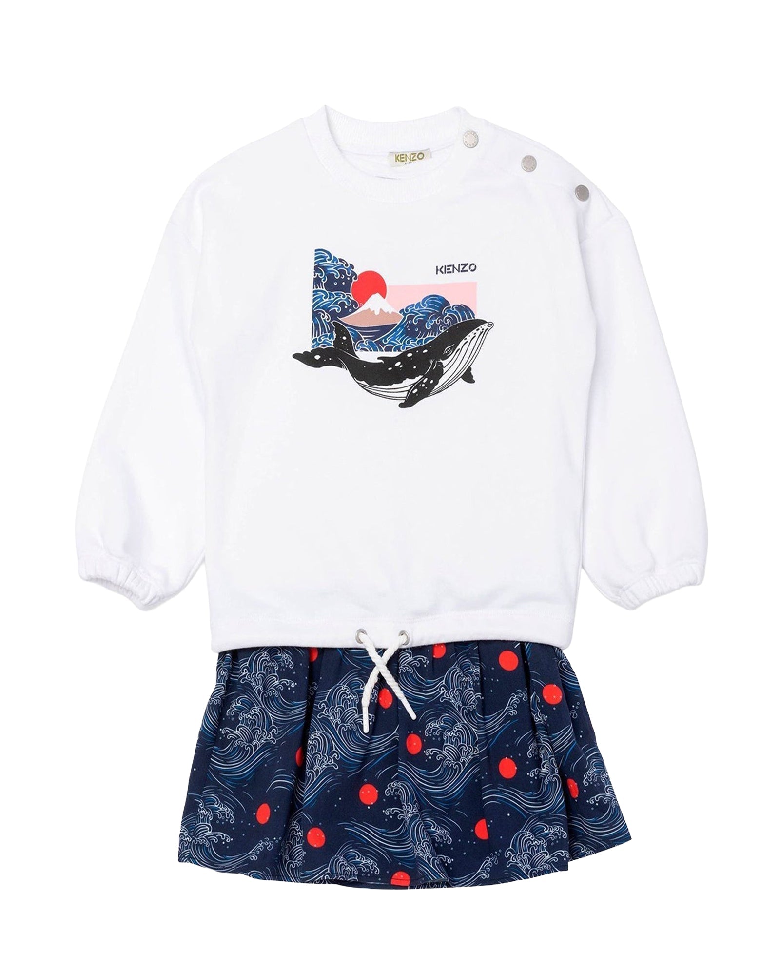 Robe esprit japonisant en coton - Blanc Casse