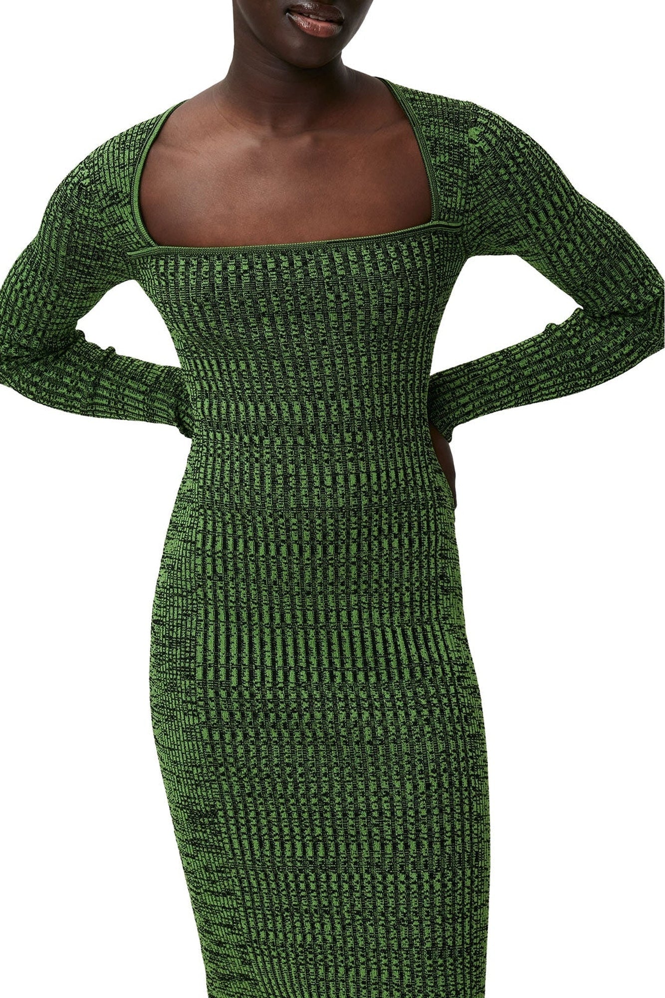 Robe midi en maille côtelé - Kelly Green