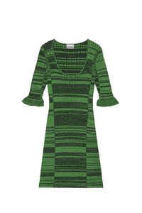 Short dress with ruffled sleeves - Kelly Green