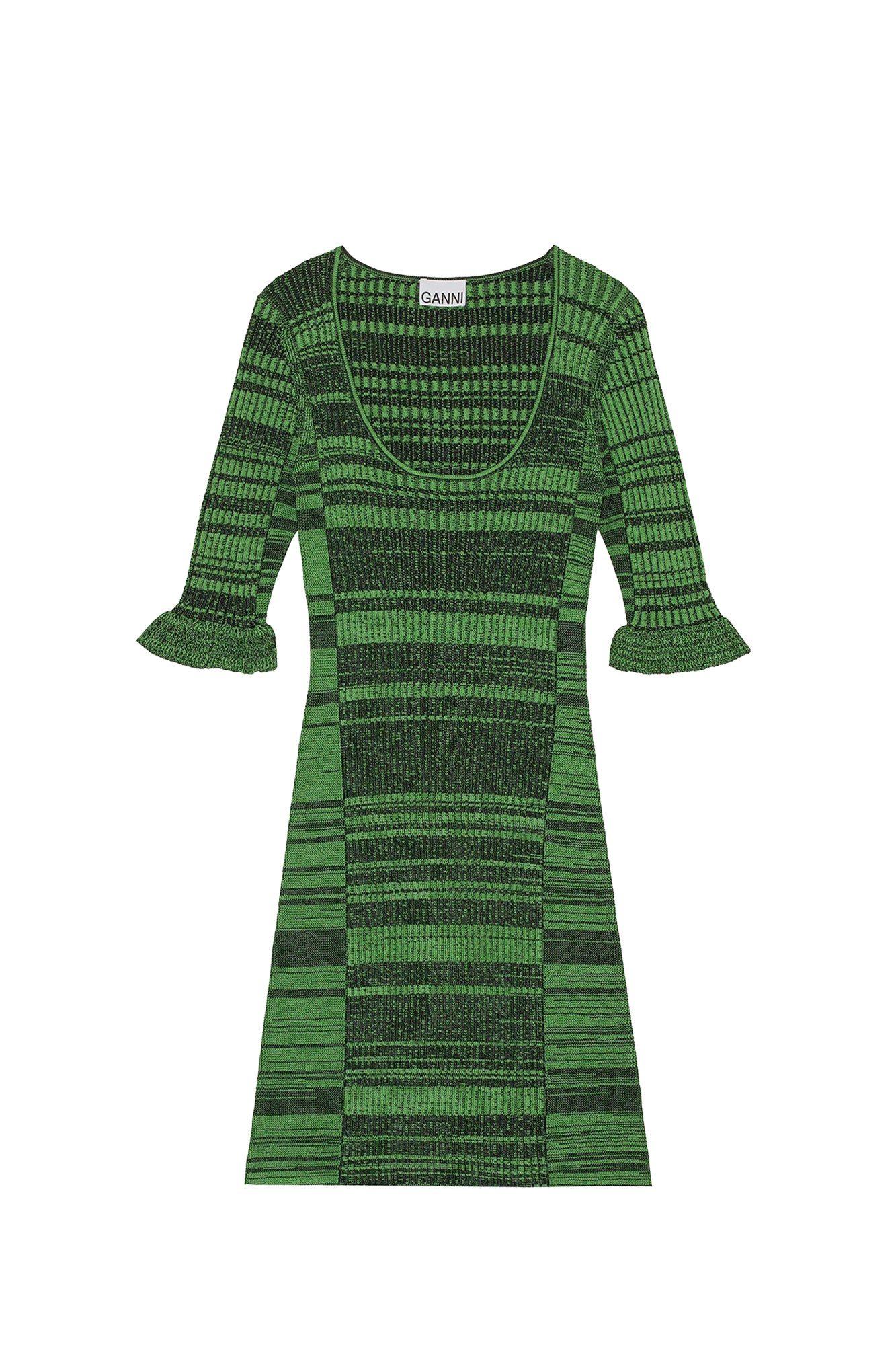 Short dress with ruffled sleeves - Kelly Green