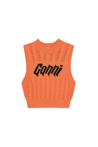 Short sleeveless knitted jumper - Vibrant Orange