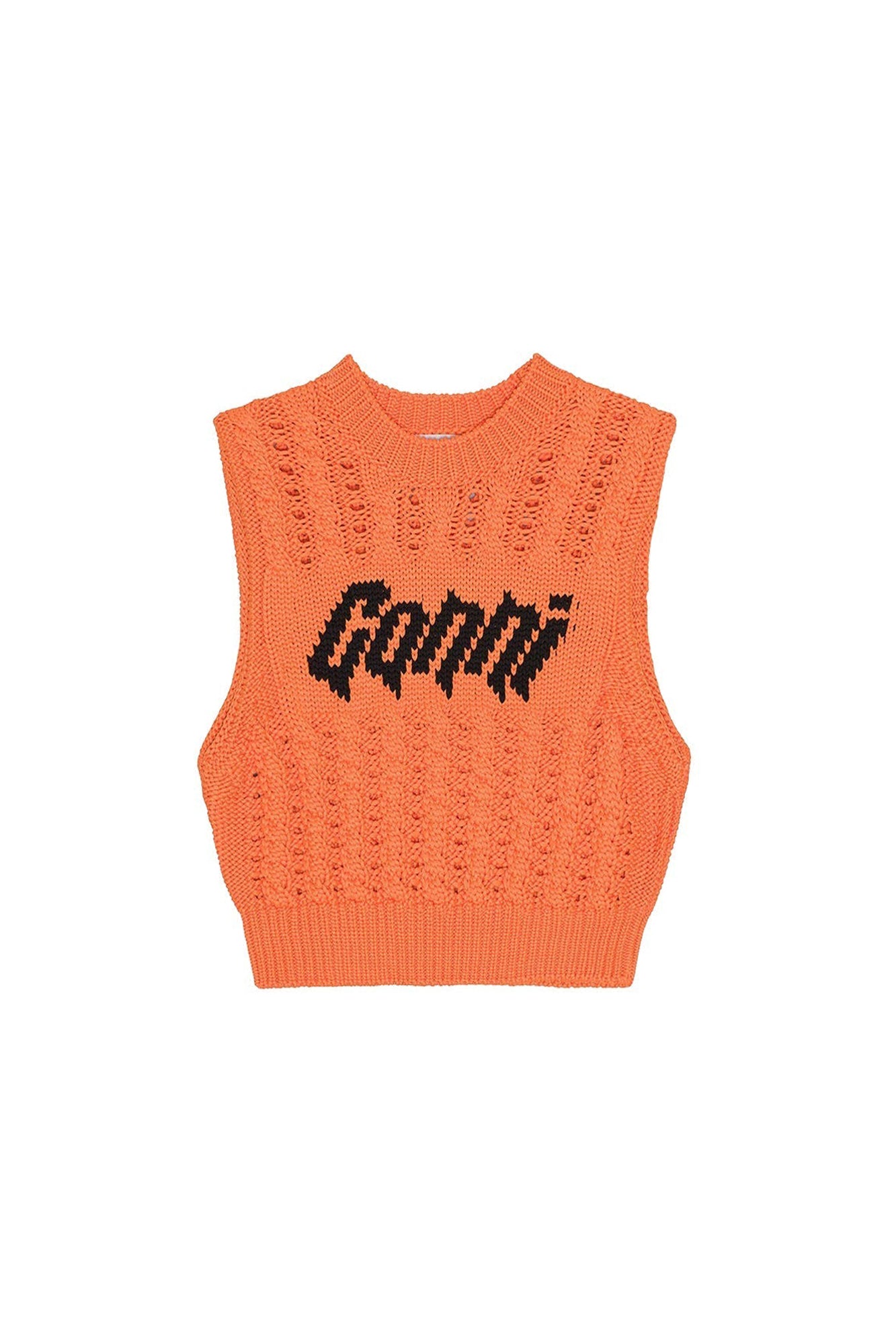 Short sleeveless knitted jumper - Vibrant Orange