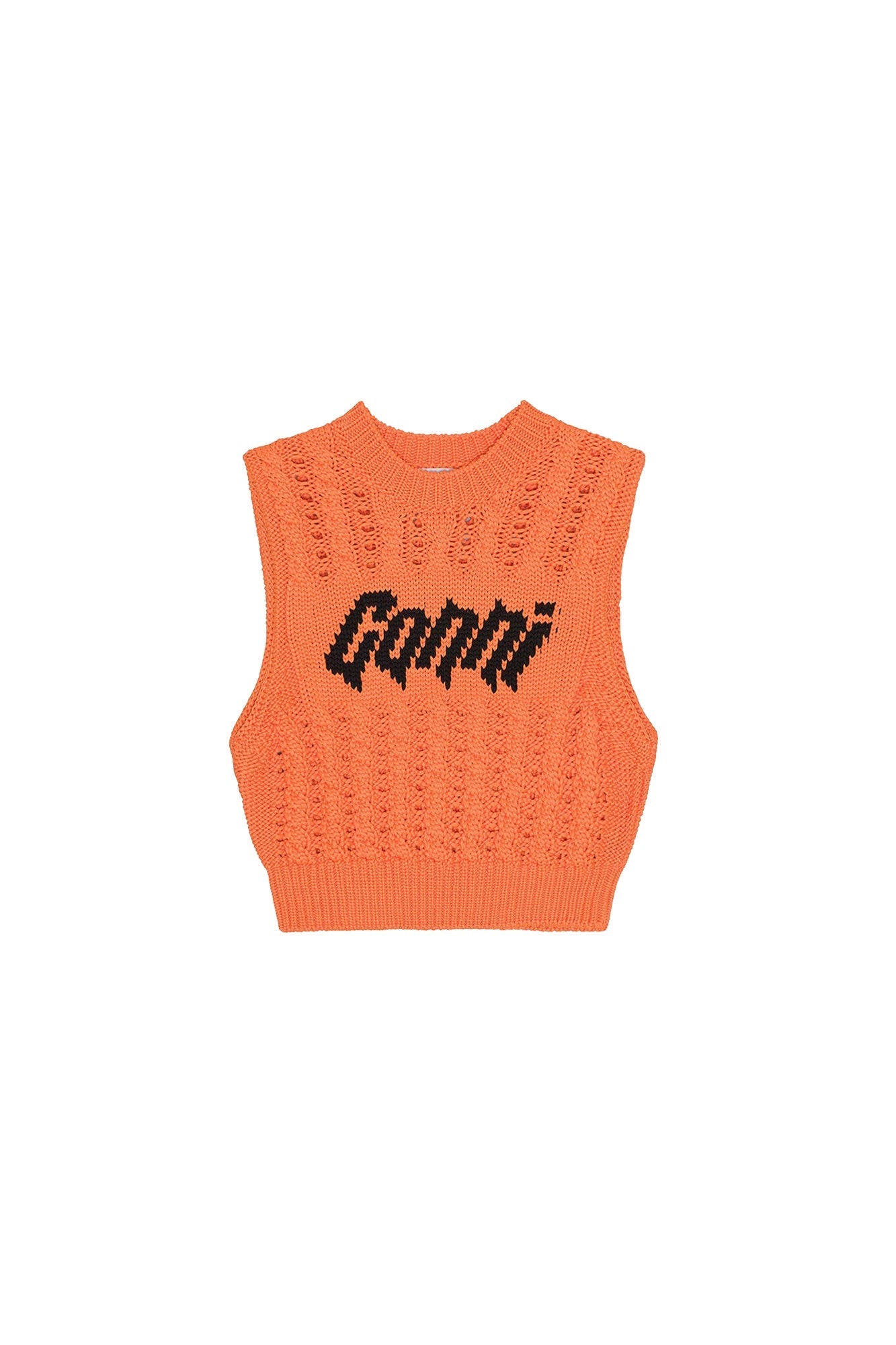 Pull court sans manches en maille - Vibrant Orange