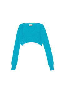 Brushed wool bolero - Blue Curacao