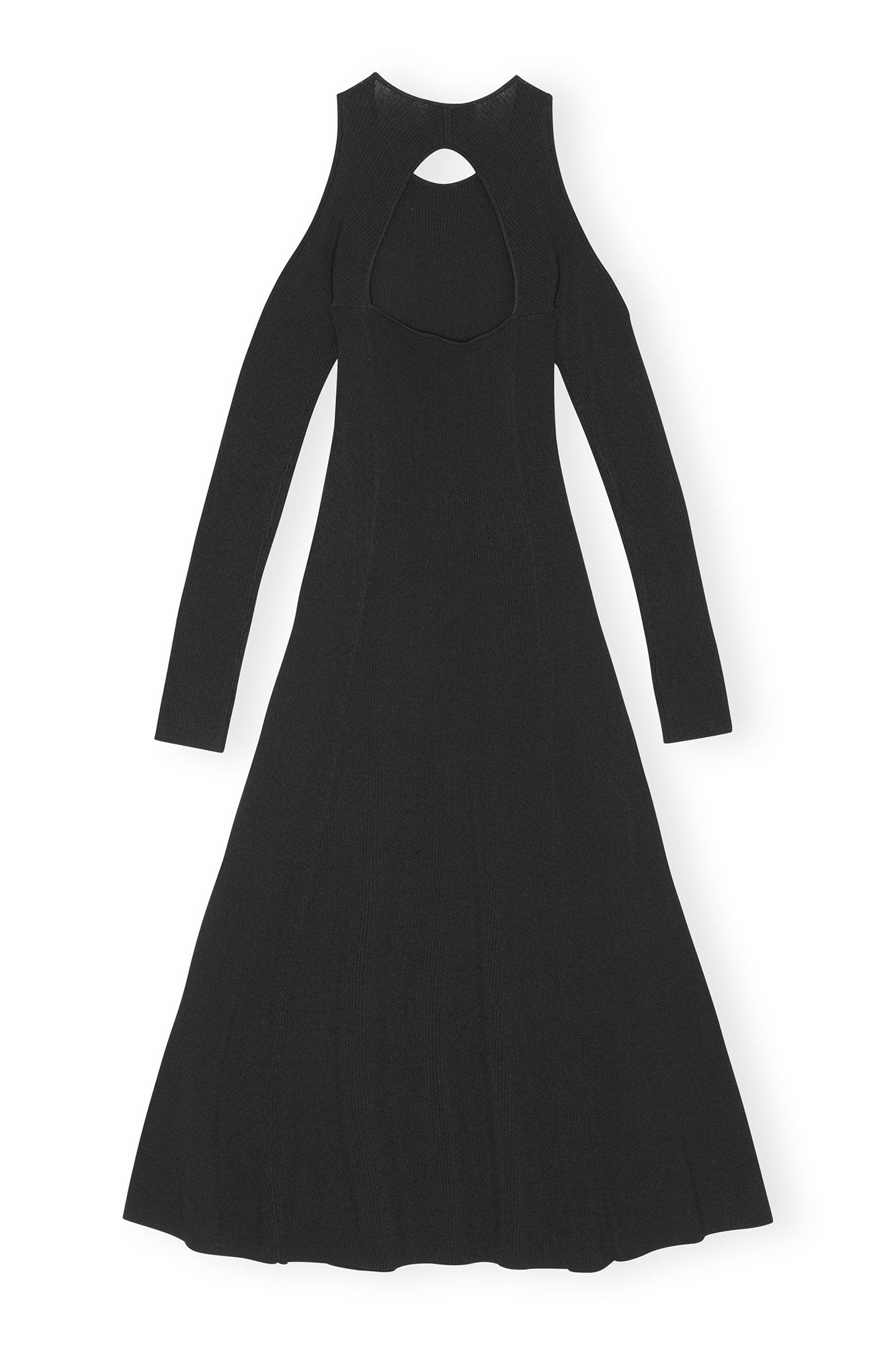 Robe midi à dos ouvert en tissu mélangé - Black