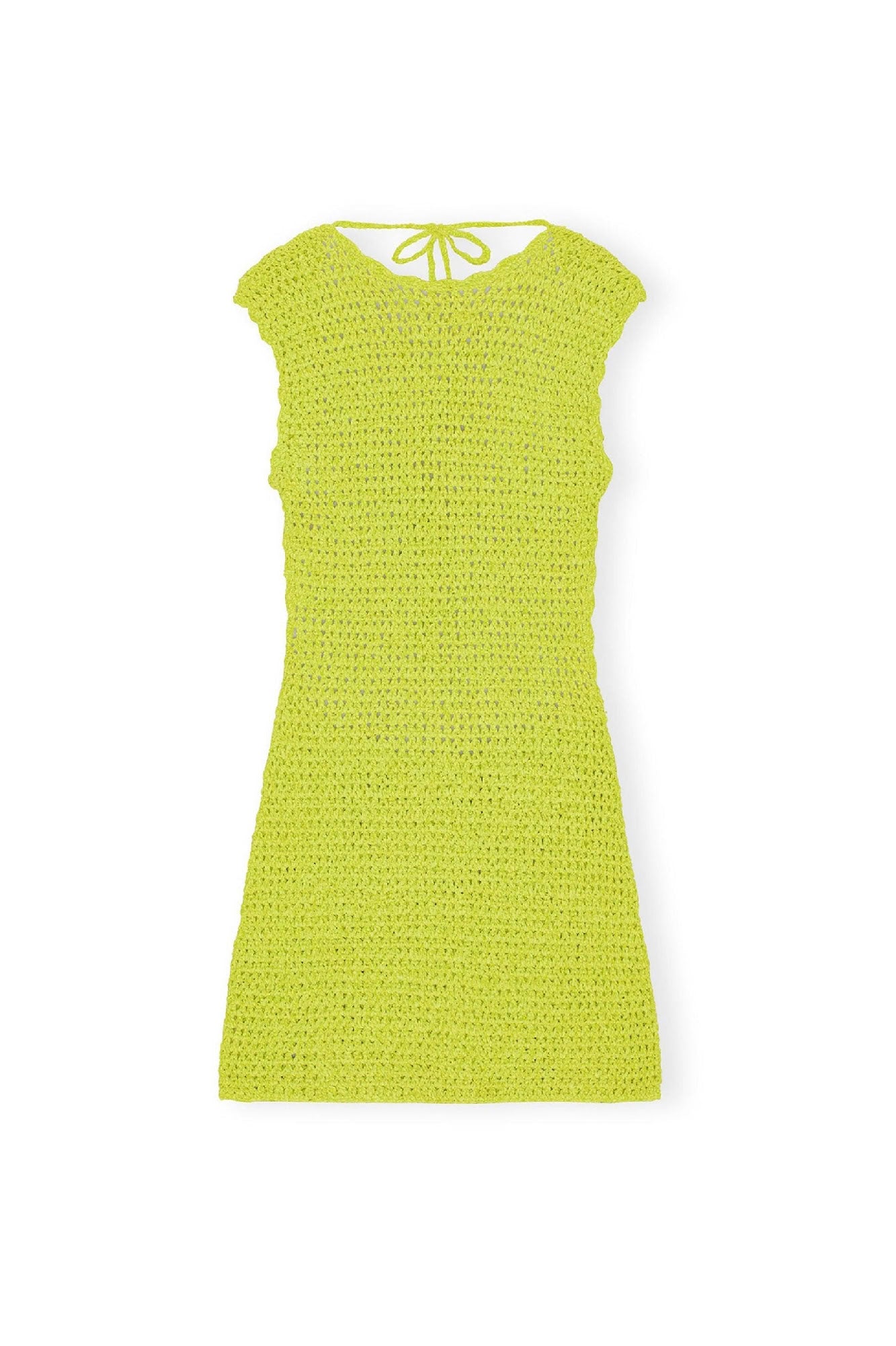 Robe courte à dos ouvert au crochet en velours - Lime Punch