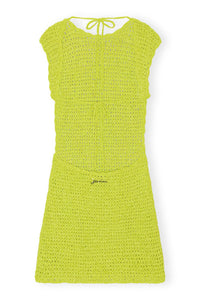 Robe courte à dos ouvert au crochet en velours - Lime Punch