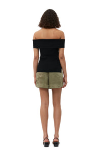 Top à épaules dénudées en tricot - Black
