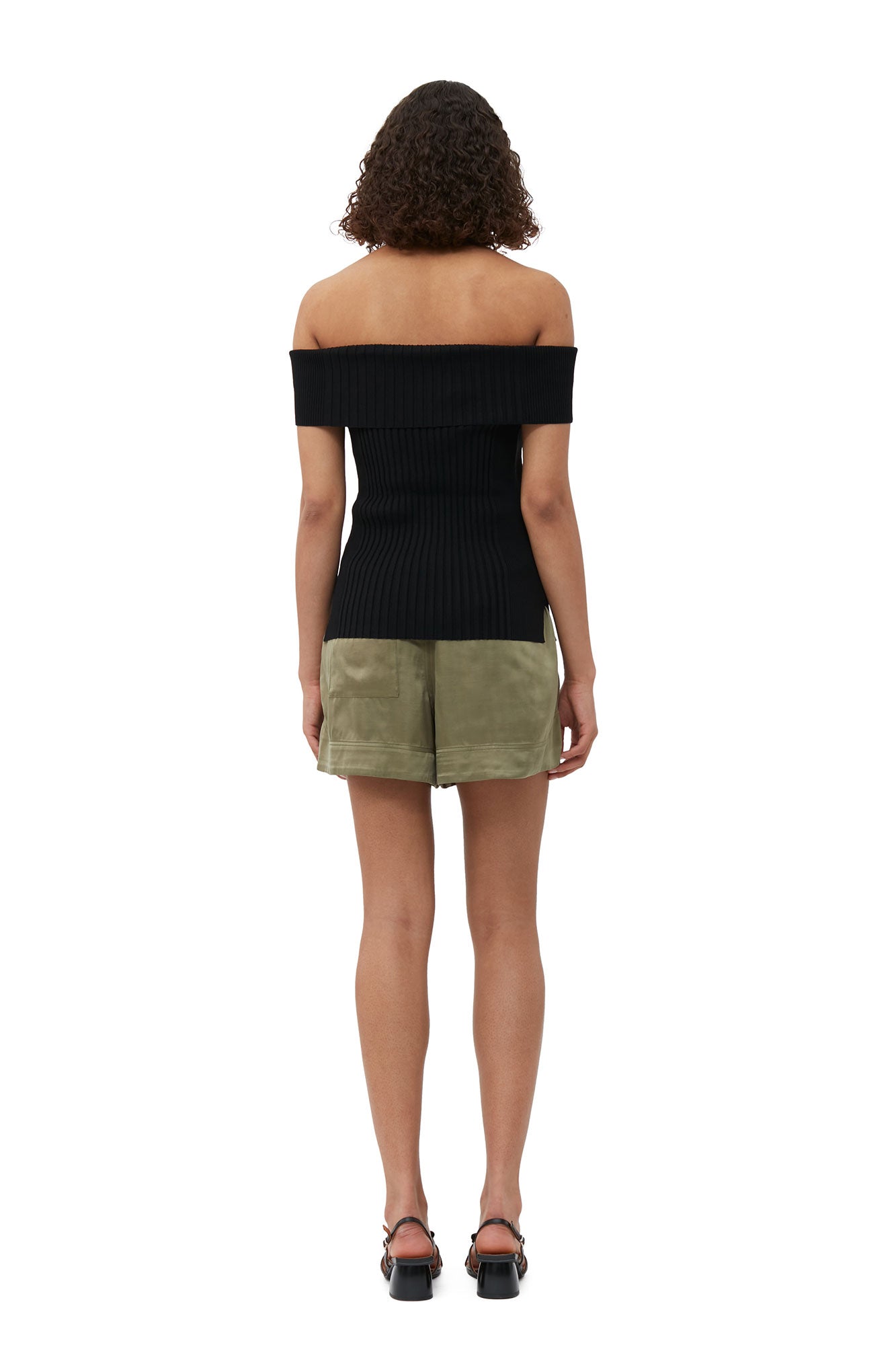 Top à épaules dénudées en tricot - Black