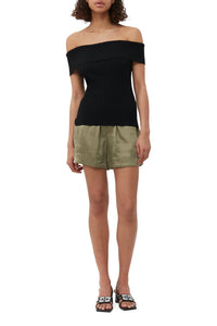 Top à épaules dénudées en tricot - Black