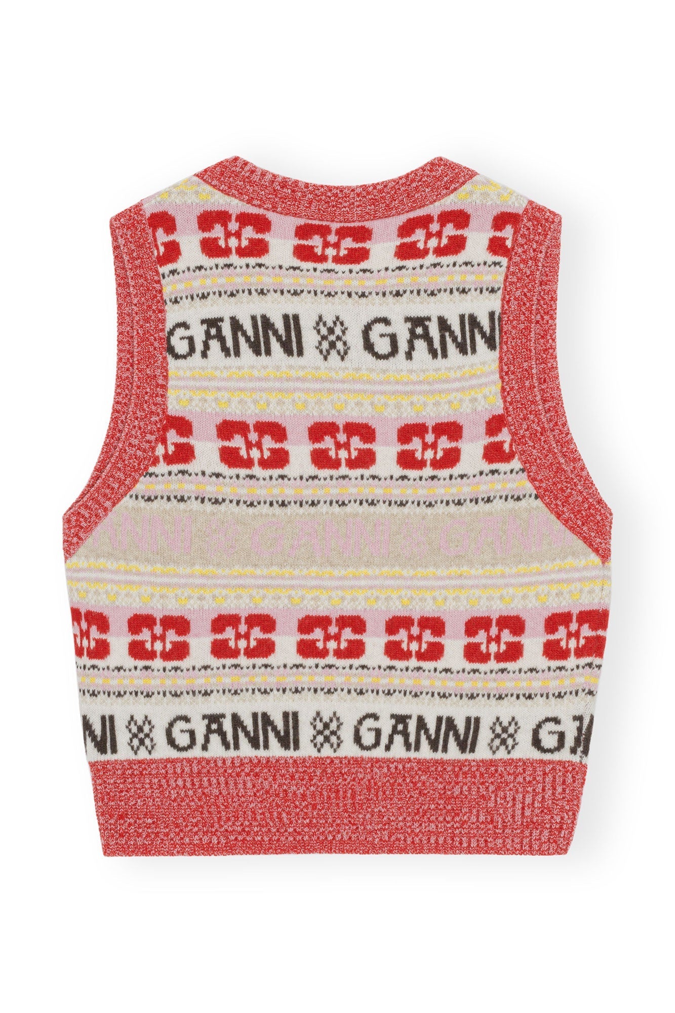 Pull sans manches à col V en laine - Multicolour