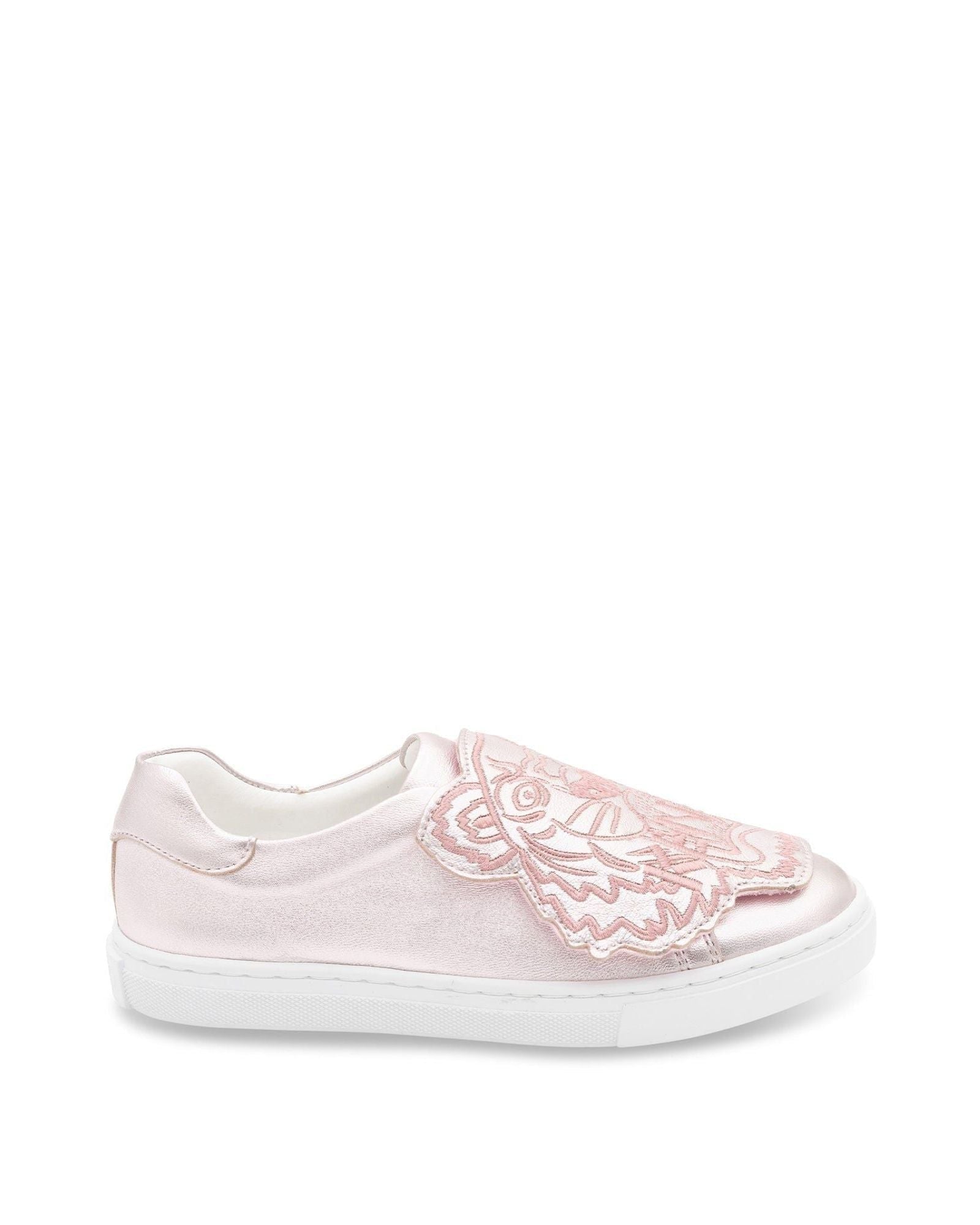 Sneakers with velcro fastening in leather - Beige Pink