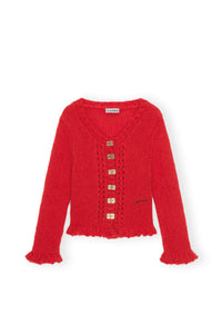 Cardigan boutonné en laine - Racing Red