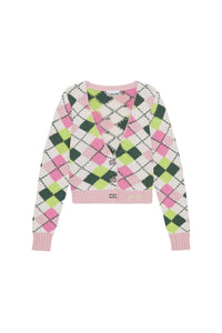 Cardigan à col V graphique en coton - Multicolour