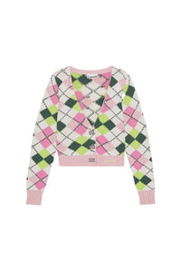 Cardigan à col V graphique en coton - Multicolour