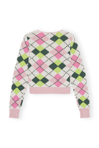 Cardigan à col V graphique en coton - Multicolour