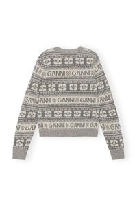 Wool blend logo cardigan - Frost Gray